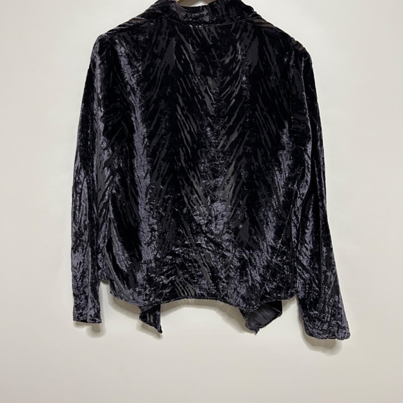 Ecote Velvet Burnout Black Purple women’s Cardigan Lrg Draped Open Front Zebra - Picture 6 of 14